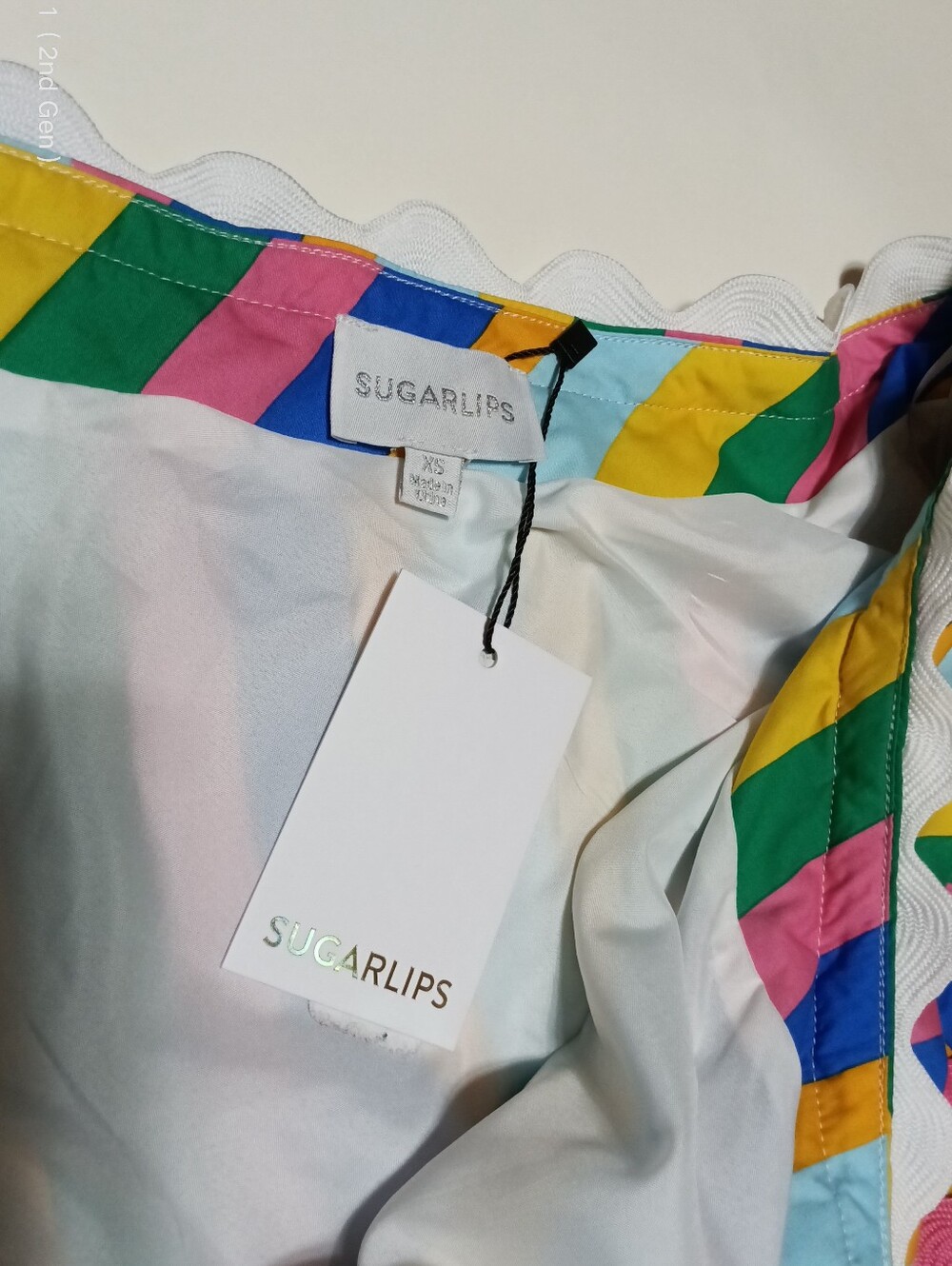 Sugarlips Rainbow Stripe One-Shoulder Tiered Rick Rack Mini Dress Size XS - Picture 8 of 12